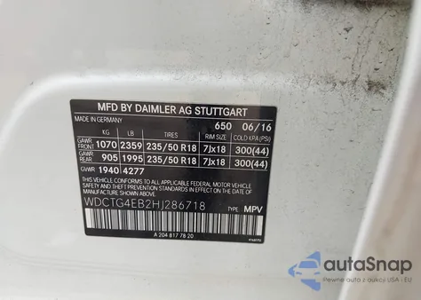 2017 Mercedes-Benz Gla 250 из США, поврежденный, VIN WDCTG4EB2HJ286718